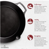 CUISINEL Pre-Seasoned Cast Iron Dual Handle Skillet Lid 12" CBR-12-G - Black