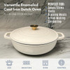 LEXI HOME ENAMELED 5 QT CAST IRON DUTCH OVEN BRAISER - CREAM