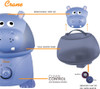 CRANE ADORABLES ULTRASONIC HUMIDIFIERS HUMIDIFIER OPTIONAL HIPPO - BLUE/PURPLE