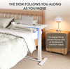 FLEXISPOT MEDICAL ADJUSTABLE OVERBED BEDSIDE TABLE WITH WHEELS WHITE SMALL FLEXISPOT MEDICAL ADJUSTABLE OVERBED BEDSIDE TABLE WITH WHEELS WHITE SMALL