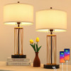 BesLowe Touch Control Bedside Table Lamps Set of 2 T0351-BK-WH-27 - Gold