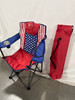 ARROWHEAD OUTDOOR PORTABLE FOLDING CAMPING QUAD CHAIR 6-CAN COOLER AMERICAN FLAG