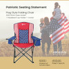 ARROWHEAD OUTDOOR PORTABLE FOLDING CAMPING QUAD CHAIR 6-CAN COOLER AMERICAN FLAG