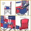 ARROWHEAD OUTDOOR PORTABLE FOLDING CAMPING QUAD CHAIR 6-CAN COOLER AMERICAN FLAG