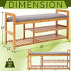 SereneLife 2 in 1 Bamboo Shoe Rack Bench with Storage and Cushion Seat