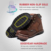 TOSAFZXY WORK SAFETY BOOTS MEN CRAZY-HORSE LEATHER SHOES BROWN SIZE 9