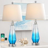 28'' Tall Table Lamp Set of 2 Modern Table Lamp Bedroom 2 USB Port - Blue/White