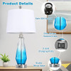 28'' Tall Table Lamp Set of 2 Modern Table Lamp Bedroom 2 USB Port - Blue/White