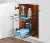 Smart Design Pull-Out Cabinet Organizer 2-Tier Chrome Small Top Medium Bottom