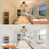 Boho Semi Flush Mount Light Fixture, Woven Flush Mount Ceiling Light C6215-01-BK