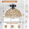 Boho Semi Flush Mount Light Fixture, Woven Flush Mount Ceiling Light C6215-01-BK