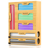LAWMOLIW Bag Storage Organizer, 6 in 1 Foil and Plastic Wrap Dispenser - NATURAL