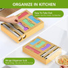 LAWMOLIW Bag Storage Organizer, 6 in 1 Foil and Plastic Wrap Dispenser - NATURAL