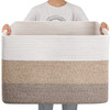 OIAHOMY Super Large Blanket Basket 25”x16”x16”(108L) - Gradient Brown
