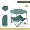 ARROWHEAD OUTDOOR 28” PORTABLE FOLDING TABLE 4 CUP HOLDERSNO KKS0231U - GREEN