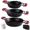 CUISINEL PRE-SEASONED CAST IRON DUAL HANDLE SKILLET 8/10/12 IN , BLACK/RED