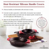 CUISINEL PRE-SEASONED CAST IRON DUAL HANDLE SKILLET 8/10/12 IN , BLACK/RED