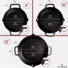 CUISINEL PRE-SEASONED CAST IRON DUAL HANDLE SKILLET 8/10/12 IN , BLACK/RED