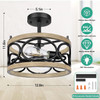 LAKUMU 2-Light Farmhouse Semi Flush Mount Ceiling Light, C3228-02-WDBK  - Oak