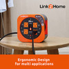 LINK2HOME CORD REEL 25 FT. EXTENSION CORD 4 POWER OUTLETS EMR210-25UL - ORANGE