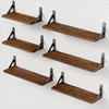 AMADA HOMEFURNISHING WALL SHELVES SET OF 6 WOOD FLOATING SHELVES BROWN