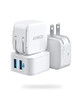ANKER POWERPORT III 2-PORT 12W USB WALL CHARGER (3- PACK) WALL PLUG- WHITE
