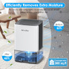 NineSky Dehumidifier for Home, 35oz Water Tank,(300 sq.ft) Lights, C1 White/Gray