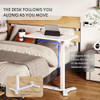 FLEXISPOT MEDICAL ADJUSTABLE OVERBED BEDSIDE TABLE WITH WHEELS H5W-3218 - WHITE