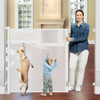 Heelalbaby 48" Extra Tall Baby Gates Dogs 55" Wide Retractable Baby Gate - White