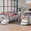 OUMILEN WHITE NIGHTSTAND  2 FABRIC DRAWERS END TABLE CHARGING SET OF 2 - WHITE