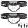 Headlamp Rechargeable, 2-Pack 1200 Lumen Super Bright with White Red LED Head