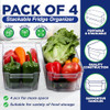 LIFEMASTER Stackable Pantry Organizers, Storage Bins - 4 Pack - Clear