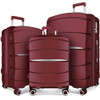 AXIDOU LUGGAGE SETS WITH SPINNER WHEELS, PP+ABS SUITCASE SETS, WINE RED