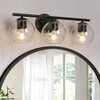 CLASSY LEAVES BATHROOM LIGHT FIXTURES, 3 LIGHT BLACK MODERN FARMHOUSE - BLACK