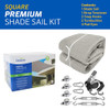 COOLAROO PREMIUM SHADE SAIL KIT SQUARE 17'9" COOLAROO-459604-GRAY - STONE/GRAY