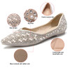 Women's Rhinestone Flats Fashion Pointed Toe Pearl Diamond Low Heel Dress WED