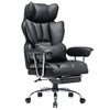 EFOMAO DESK OFFICE CHAIR 400LBS, BIG TALL OFFICE CHAIR, PU LEATHER - BLACK
