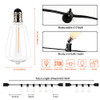 KONDRAS 100FT LED OUTDOOR STRING LIGHTS WATERPROOF 52 DIMMABLE ST38 - BLACK