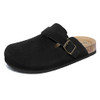 XIAKOLAKA WOMEN'S SUEDE CLOGS ADJUSTABLE BUCKLE SLIP ON WOMEN 8 - BLACK