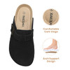XIAKOLAKA WOMEN'S SUEDE CLOGS ADJUSTABLE BUCKLE SLIP ON WOMEN 8 - BLACK