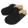 XIAKOLAKA WOMEN'S SUEDE CLOGS ADJUSTABLE BUCKLE SLIP ON WOMEN 8 - BLACK