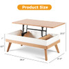 BIDISO LIFT TOP COFFEE CENTER TABLE WITH HIDDEN STORAGE COMPARTMENT - OAK