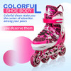 KUXUAN SKATES ADJUSTABLE INLINE KIDS/TEENS FULL LIGHT UP WHEELS CAMO PINK