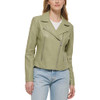 LW1RU538 LEVI'S WOMEN'S VEGAN LEATHER 538 MOTO JACKET WOMEN XL GREEN/CHARCOAL New