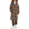 LEVI'S WOMEN LONG PLAID FLANNEL SHIRT JACKET BROWN PLAID SIZE S New