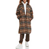 LEVI'S WOMEN LONG PLAID FLANNEL SHIRT JACKET BROWN PLAID SIZE S New