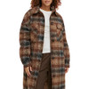 LEVI'S WOMEN LONG PLAID FLANNEL SHIRT JACKET BROWN PLAID SIZE S New