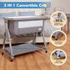 LI'L PENGYU 3 IN 1 FOLDABLE BABY BASSINET BEDSIDE SLEEPER - UPGRADE GRAY