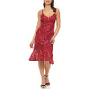 GUESS WOMEN'S LACE MIDI WITH FLOUNCE HEM DRESS - WOMEN 10 - WINE New