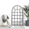 GIFTTROVE BLACK ARCHED WINDOW MIRROR LARGE WINDOW PANE MIRROR - BLACK